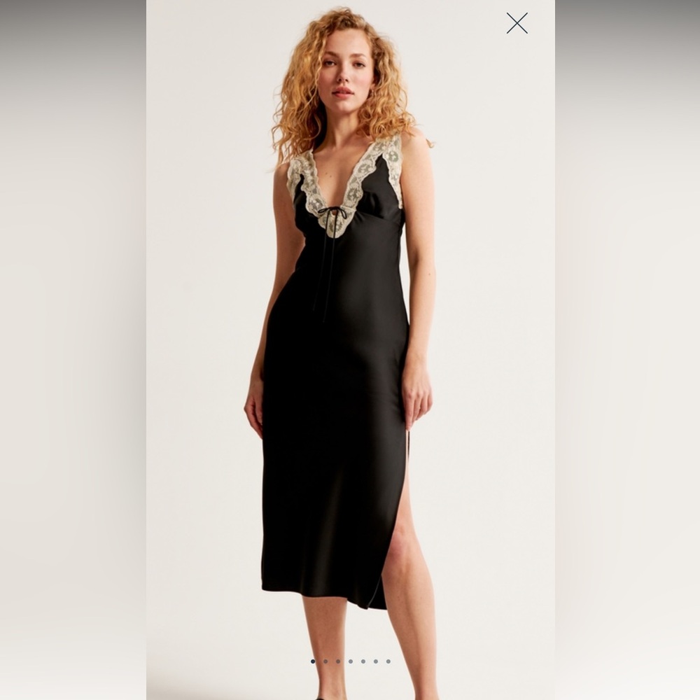 Abercrombie Lace trim slip midi dress